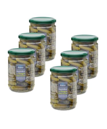 Lot of 6x Pickled gherkins with anchovy flavor - Jar 420g