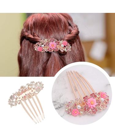 Create idea Flower Hair Comb Rhinestone Wedding Bride Headpiece Decorative Hair Accessories for Wedding Bridal French Twist Bun Full Updos Low Bun Hairstyles Pink - Buy Online on GoSupps.com