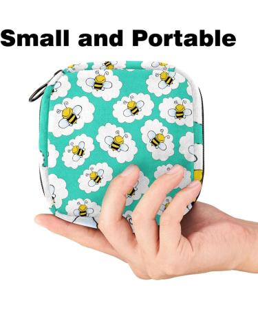 Stylish Menstruation Bag with Zipper | Cute Bee Pattern | Women's Tampon & Napkin Organizer | Perfect for Girls & Women - Buy Online on GoSupps.com
