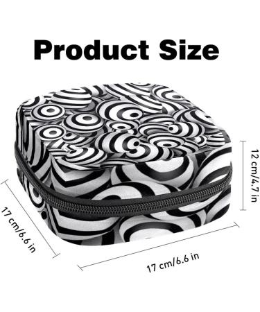 Stylish Menstruation Pad Bag with Zipper - Women's Napkin & Tampon Organizer (3D Balls & Black Lines) - Buy Online on GoSupps.com