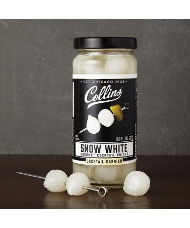 Collins Gourmet Snow White Cocktail Onions - Premium Garnish for Cocktails, Bloody Marys & More - 8oz Jar - Buy Online on GoSupps.com