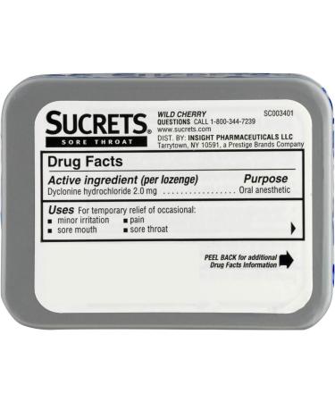 Sucrets Sore Throat Lozenges Wild Cherry Flavor 18 Count - Fast Relief - Buy Online on GoSupps.com