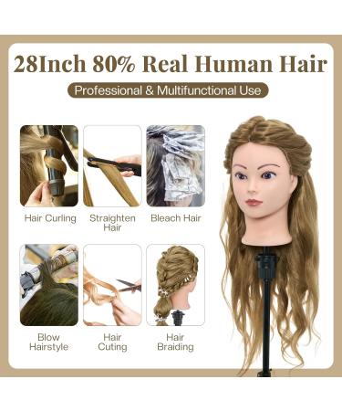 Buy Neverland 71cm Frisierkopf - 80% Real Hair Training Head for Hairdressers | Blonde DIY Hair Set with Holder - Buy Online on GoSupps.com