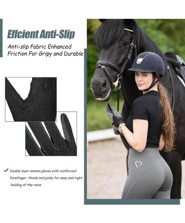 SDKSEOM Winter Horse Riding Gloves for Women & Girls - Outdoor Equestrian Mitts for Biking, Cycling & Gardening - Black Small - Buy Online on GoSupps.com