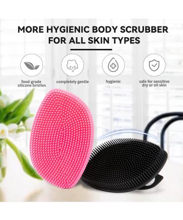 HieerBus Silicone Body Scrubber Flat Shower Brush Gentle Exfoliating and Massage Long Bristles Lathers Well and More Hygienic Than Traditional Loofah 1 Pack (Black) 3rd-black - Buy Online on GoSupps.com