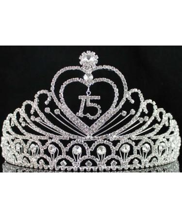Janefashions Sweet 15 Quinceanera Tiara Crown - Clear White Austrian Rhinestone Princess Headpiece T1756 - Buy Online on GoSupps.com