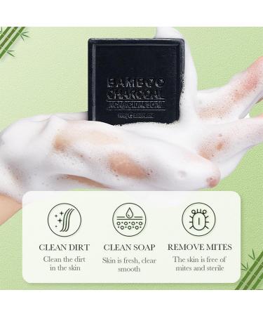 Natural Soap Bar Handmade Bamboo Charcoal Soap Rich Foam Moisturising Soap for Exfoliation Remove Acarid Deep Cleansing Skin Whitening Refreshing Soap Bar for Body & Face Acne - Buy Online on GoSupps.com