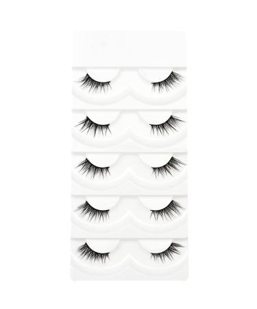 Vivis Half Eyelashes Corner Lashes 3D False Faux Mink Natural Wispy Cross Fake Eye Fluffy Cute Reusable Makeup Extension 5 Pairs - B29