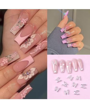 Silver Butterfly Nail Charms - 3D Metallic Rhinestones for Nail Designs | 20pcs - Buy Online on GoSupps.com