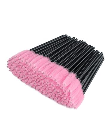 G2PLUS 100 PCS Black and Pink Eyelash Brushes Spoolies - Eyebrow Spoolie Brushes -Disposable Mascara Wands - Eyelash Extension Brushes for Extensions 100 Black and Pink
