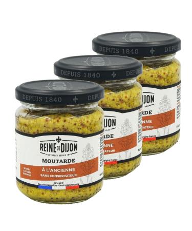 Reine de Dijon Pack of 3 Old-Fashioned Mustard - Reine de Dijon - 190g jar