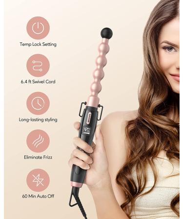 Wavytalk Bubble Wand Curling Iron 1 Inch Ceramic Spiral Curling Wand for Short & Long Hair - Adjustable Temp & Dual Voltage - Includes Heat Resistant Glove - Buy Online on GoSupps.com