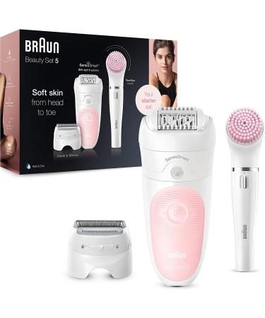 Braun Silk- pil 5 Beauty set epilator women / hair remover attachments for razors peeling cleaning for face and body bag 5-895 white / flamingo