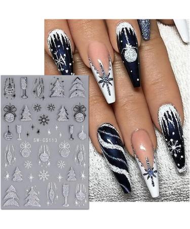 JMEOWIO 9 Sheets Christmas Nail Art Stickers Decals Self-Adhesive Red Snowflake Xmas Winter Holiday Nail Supplies Nail Art Design Decoration Accessories - Buy Online on GoSupps.com