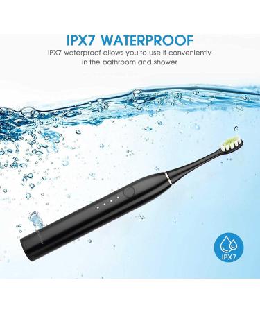 NC Sonic Electric Toothbrush - Powerful Rechargeable Waterproof Toothbrush for Adults & Kids with 2 Brush Heads - Black - Buy Online on GoSupps.com