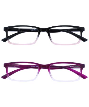 Opulize sea glasses Blue light filter narrow frame spring hinges improve the sleep computer glasses gaming reflective men B9 +2.50 diopters black to pink / purple