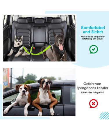 Slowton Dog Car Seat Belt - 2 in 1 Adjustable Elastic Reflective Safety Belt for Small & Medium Dogs - Durable & Comfortable Travel Solution in Lime - Buy Online on GoSupps.com