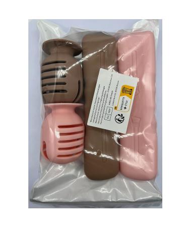 4-Pack Silicone Makeup Brush Holder & Travel Case | Portable Suctioned Drying Stand & Magnetic Organizer | Beauty Blender & Brushes Covers | Pink Khaki - Buy Online on GoSupps.com