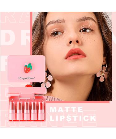 Bekoeen 5Pcs Girls Mini Matte Lipstick Set - Strawberry Flavor, Long Lasting with Cute Box - Buy Online on GoSupps.com