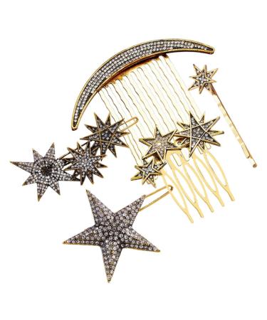 DOITOOL 1 Set Star Moon Hairpin Gold Star Hair Clips Star Hair Clip Bobby Pin Bridal Crystal Hair Star Hair Gold Hair Clip for Wedding Retro Decor The Side Alloy Bride Hair Piece