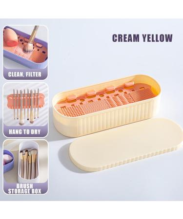 itrimaka Makeup Brush Cleaner Box | Makeup Sponge Cleaner Storage Box Drying Holder | Portable Dustproof Cleaning Tool for Makeup Brushes Sponges Third Generation Milky Apricot Color - Buy Online on GoSupps.com