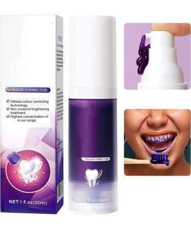 Whitening Toothpaste Purple Corrector Toothpaste for Teeth Whitening Non-invasive Brightening Tooth Treatment  Purple Water-Soluble Dye to Correct Yellow Teeth