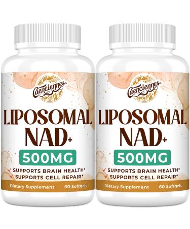 Liposomal NAD+ 500 MG Supplement True NAD Plus Supplement Superior Absorption Boost NAD+ More Efficient Than Nicotinamide Riboside for Cellular Energy Healthy Aging 120 Serving 60 Count (Pack of 2)