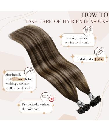 Buy Hetto Real Hair Extensions - Balayage Bondings Remy Hair in Dark Brown & Ash Blonde #4/18/4 - 40cm 50g 16 Inch - Buy Online on GoSupps.com