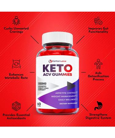 Ketonaire Keto ACV Gummies - Vegan Formula with Apple Cider Vinegar and Vitamin B12 (60 Gummies) - Buy Online on GoSupps.com
