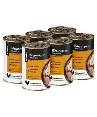 alphazoo Wet Dog Food - 6 x 400g - Grain Free - Grain Free - For Chicken with Carrot and Pear - Grain Free