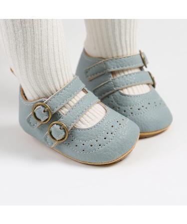 Baby Girls First Walking Shoes Mary Jane PU Leather Anti-Slip Princess Shoes - F Blue (0-6 Months) - Buy Online on GoSupps.com