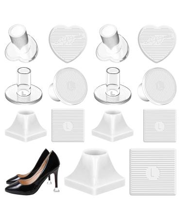 SooGree High Heel Cap Protectors & Heel Caps for High Heels (6 Pairs White Size L) for High Heel Shoes Women Anti-Slip and Protecting from Bricks & Cracks Heart+circle+square White L