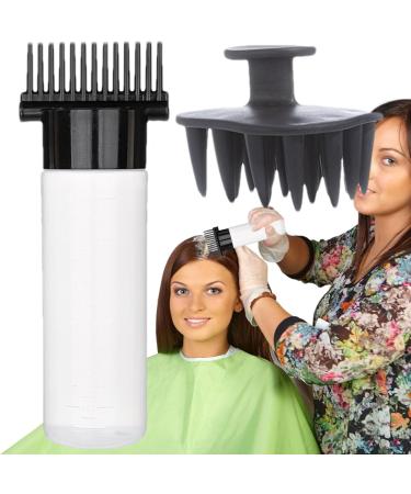Comb Bottle Applicator | 180ml Portable Oil Comb Applicator Bottle - Scalp Bottle Applicator Hair Oil Bottle with Comb for Hair Hairdressing Coloring Black Third Generation - Buy Online on GoSupps.com