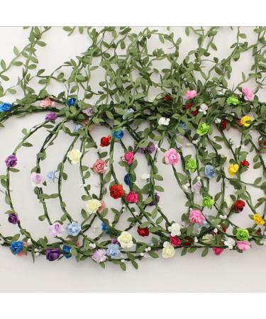 AWAYTR Bohemian Style Wedding Bride Floral Flower Garland Headband - Cream White - Buy Online on GoSupps.com