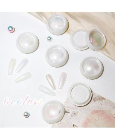 LEDsueei White Chrome Nail Powder Set - 6 Glitter Options for Stunning DIY Nail Art - Shimmering Pearl Effect - Buy Online on GoSupps.com