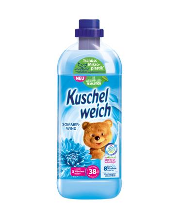 Cuddly soft fabric softener summer wind skin tolerance dermatologically confirmed fabric softener cuddly soft without microplastics large bottle 1 liter for up to 38 washes fabric softener summer wind (1 liter)