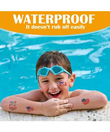 MYOKBAR Temporary Tattoo Kids - Waterproof Independence Day Stickers - 10 Sheets - Boys Girls Fake Tattoos - Party Favors for Kids Birthday, National Day, Patriotic Memorial - Buy Online on GoSupps.com
