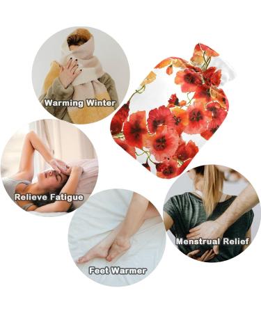 NAANLE Watercolor Poppy Seed Flowers Heat Bottle - 1L Hot Water Bottle for Back Pain Relief & Cold Therapy - Buy Online on GoSupps.com