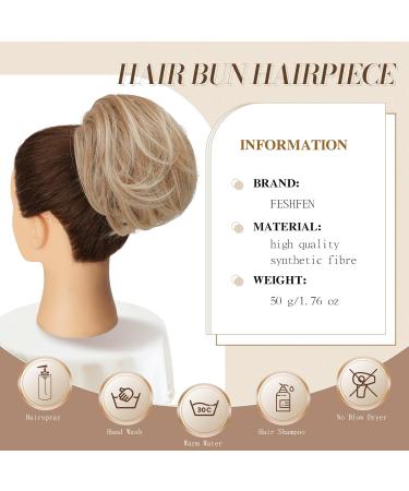 Feshfen Short Hair Part Dutt with Comb - Dark Gold Mixture Synthetic Hair Extensions for Women - Buy Online on GoSupps.com