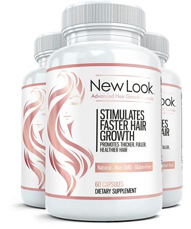 New Look Hair Growth Pills: All-Natural Hair Growth Vitamins with Biotin for Stronger and Healthier Hair  Best for Faster Growth  Growing Long Hair  and Thinning Hair Treatment  60 Caps  3 Bottles