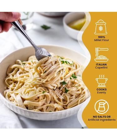Big Green Organic Millet Capellini - Gluten-Free, Lectin-Free, Non-GMO, Vegan Pasta - 6g Protein - Wheat & Rice Alternative - 8.8oz - Buy Online on GoSupps.com