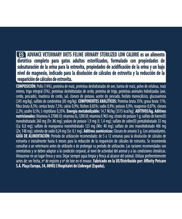 Advance Veterinary Diets Urinary Low Calorie - Food for Sterilized Cats - Black 1.25 kg (Pack of 1) - Buy Online on GoSupps.com