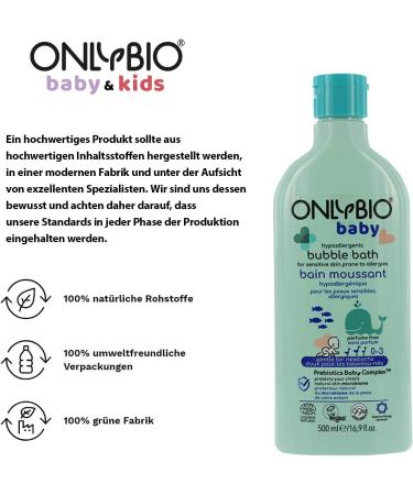 ONLYBIO Gentle Foam Bath for Babies & Newborns 500ml | Hypoallergenic Bath Additive | Sensitive Skin Solution - Buy Online on GoSupps.com