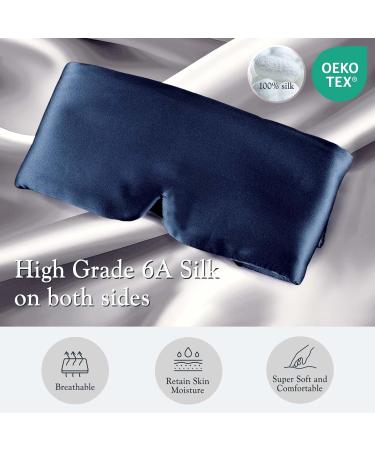 Nature Silk Sleeping Mask - Soft Featherweight Eye Mask with Adjustable Velcro Blackout - Large Wrap-Around Blindfold for Wild Sleepers (Navy Blue - Buy Online on GoSupps.com