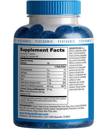 Performix SST Energy Gummies - Blue Razz Flavor - 100mg Caffeine - Energy, Focus & Metabolism Support - 40 Count - Buy Online on GoSupps.com