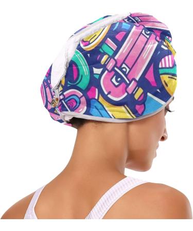 Colored Skates Hair Towel 2 Pack - Super Absorbent Quick Dry Hair Turbans with Button Twisty Wrap for Women & Girls - Buy Online on GoSupps.com