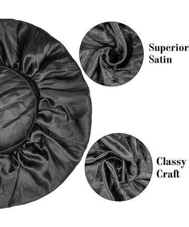 RaiBaubl Silk Sleeping Cap for Women - Jumbo Hair Care Hood with Elastic Ribbon Perfect for Braids & Curly Hair (2 Pieces - Black) - Buy Online on GoSupps.com