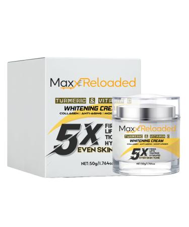 MaxxReloaded 5X Whitening Cream with Turmeric & Vitamin C Anti-Aging Moisturizer with Collagen Firms Lifts Tightens & Evens Skin Tone 1.76 fl Oz