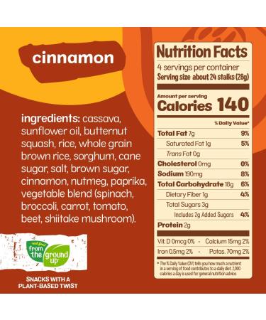 Real Food From The Ground Up Butternut Squash Stalks - 6 Pack (Cinnamon) - Healthy Snack Option - Buy Online on GoSupps.com