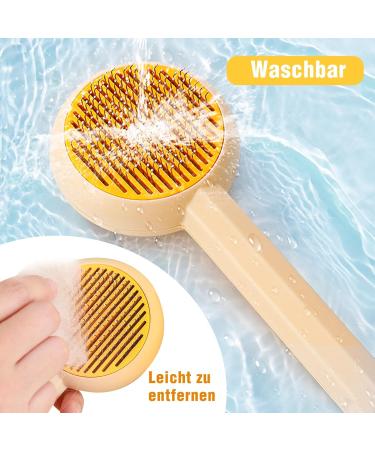 Phantasy Pet Dog & Cat Brush - Self-Cleaning Grooming Tool for Long & Short Hair Yellow Pet Comb with Handle - Buy Online on GoSupps.com
